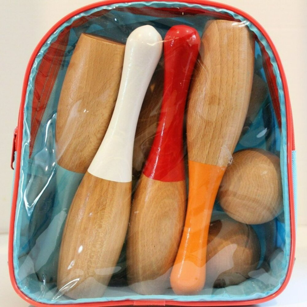 Vilac Wooden Bowling Set with 2 Balls